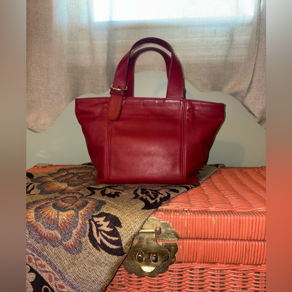 Coach Red Leather Tote Bag